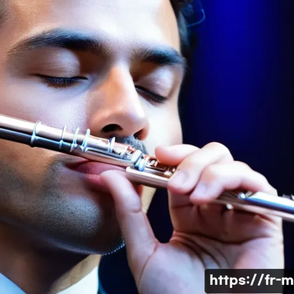 플룻과 오보에 차이 - A detailed close-up image of a classical flute player&rsquo;s embouchure and hands, showing the transverse...