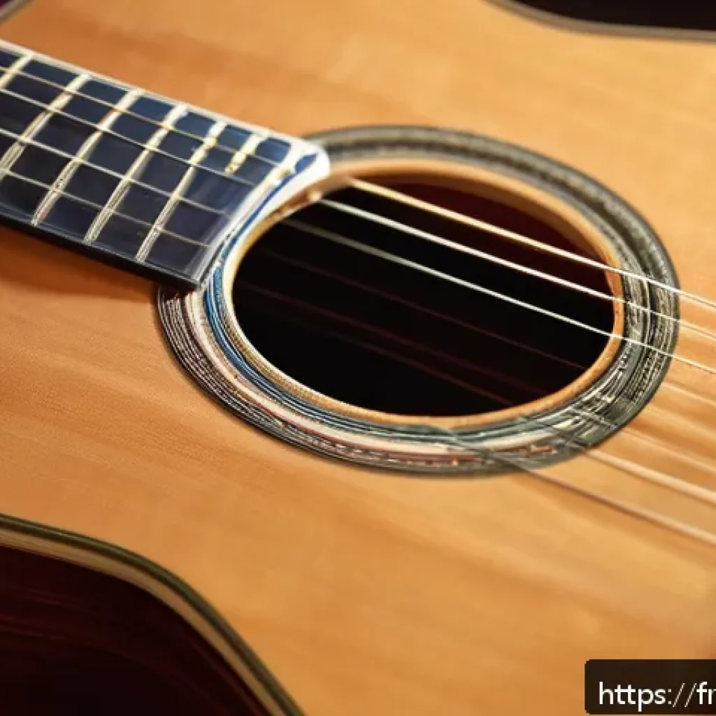 기타 줄 감는 방법 - A detailed close-up of a classical guitar neck and body being carefully cleaned with a soft cloth an...
