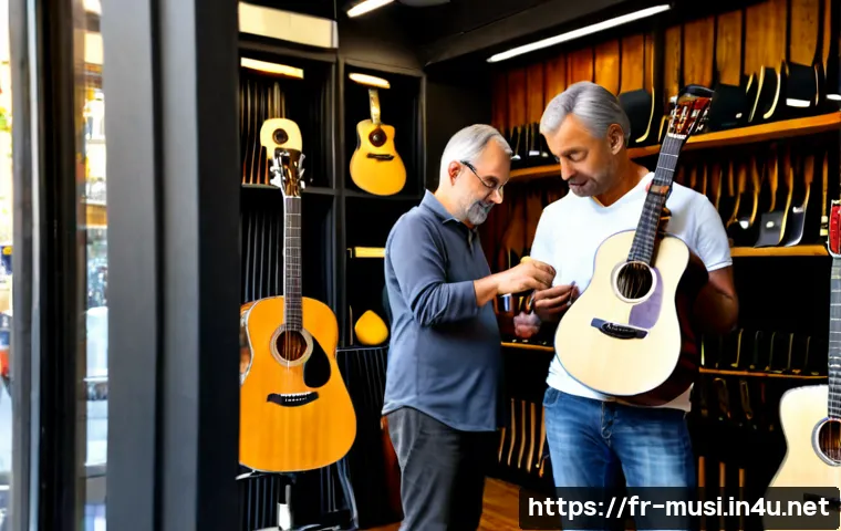 Home 15 어쿠스틱 기타 브랜드 분석 - Photorealistic editorial scene for comparing acoustic guitar brands, three distinct unbranded steel-...